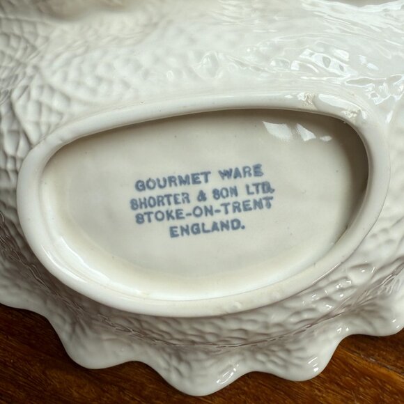 Vintage Shorter & Son Off White Cabbage Two Part Relish Dish - Picture 4 of 4
